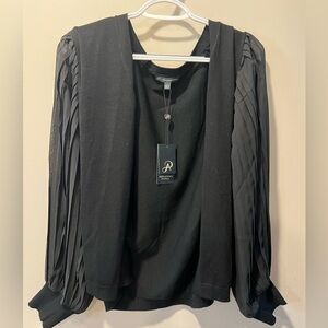 NWT Adrianna Papell black mixed material cardigan